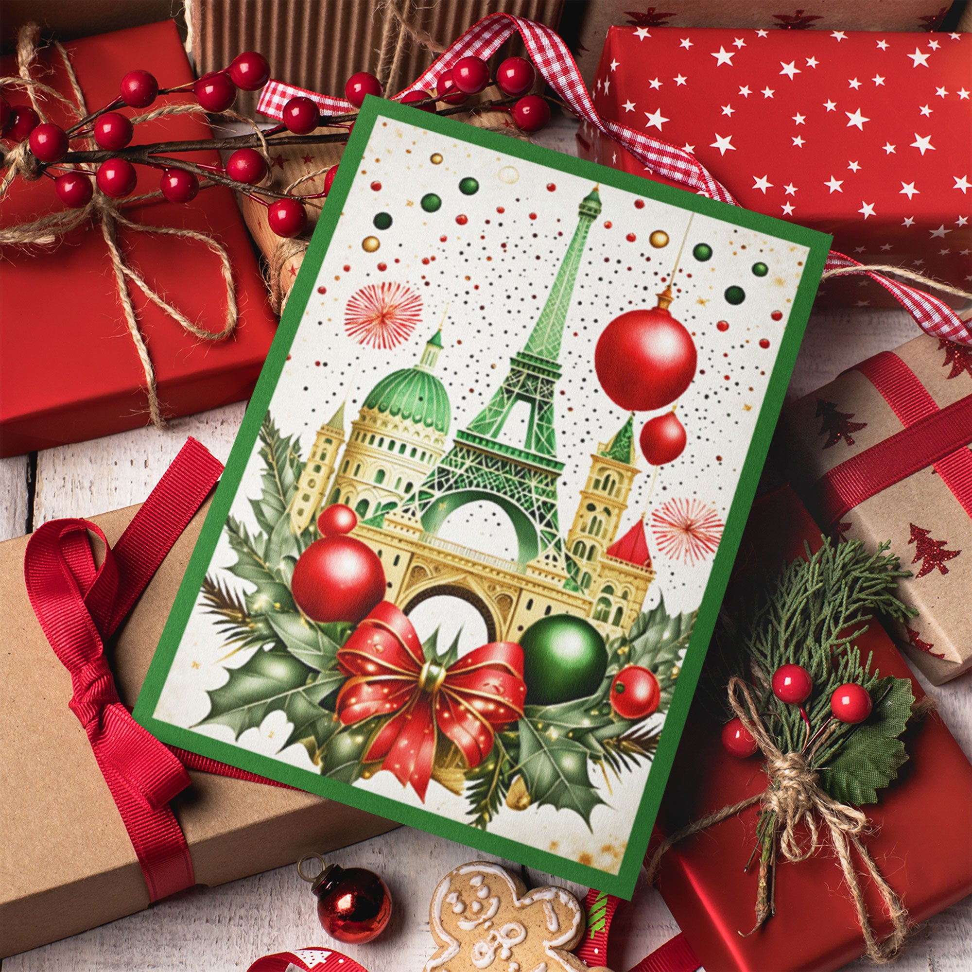 Christmas Cards Paris Eiffel Tower Theme