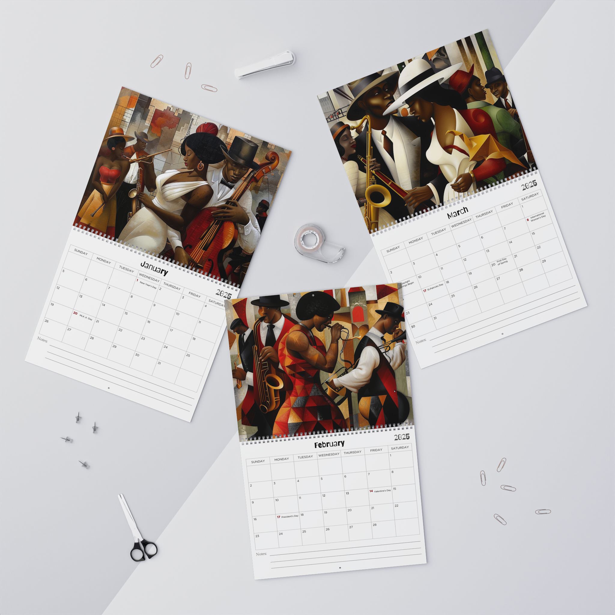 Harlem Renaissance 2025 Jazz Era Wall Calendar