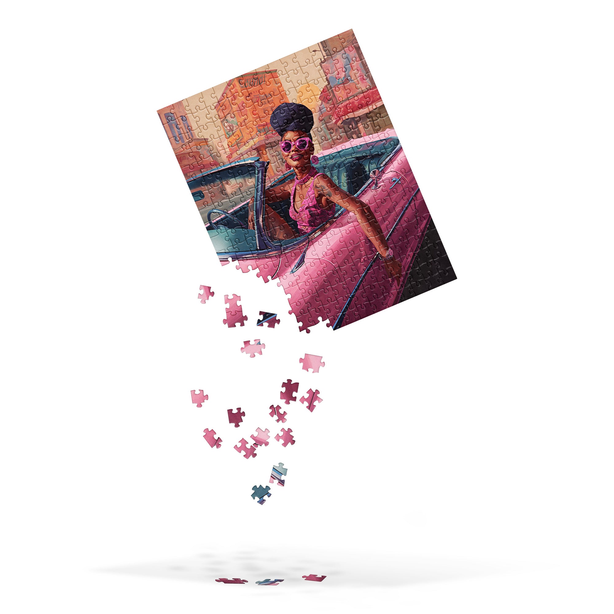 Black Woman Pink Convertible Jigsaw Puzzle