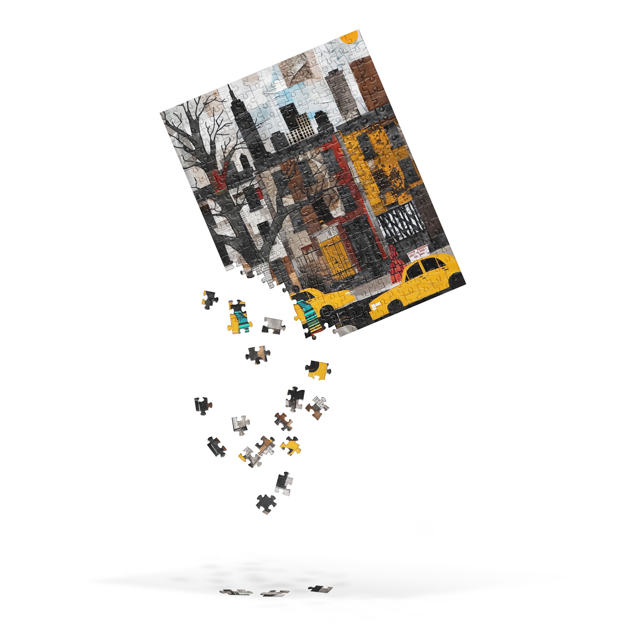 Harlem Yellow Cabs Jigsaw Puzzle Afrocentric Abstract Collage of Harlem Street Life Scenic New York City Puzzle Lover Gift 