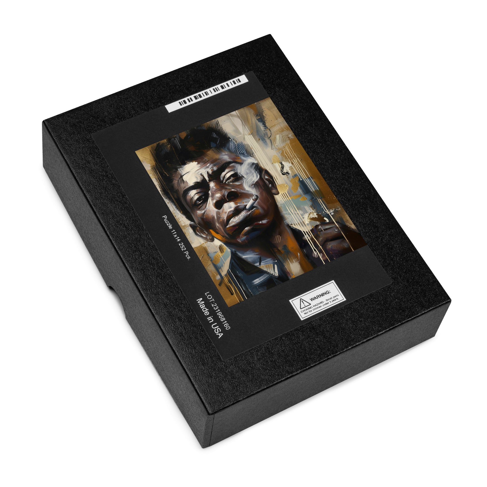 James Baldwin Jigsaw Puzzle featuring Afrocentric art of the iconic Black author and civil rights activist, with bold colors and expressive portrait design.