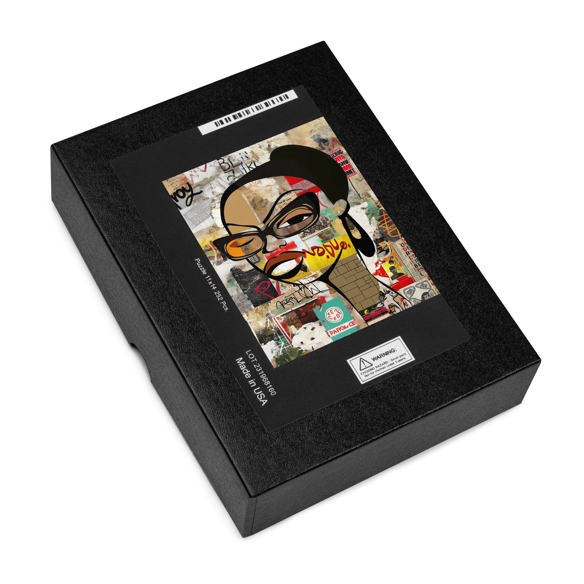 Boss Babe Jigsaw Puzzle featuring Black woman named Markeisha in cartoon graffiti style, Afrocentric art, vibrant colors, family game puzzle.