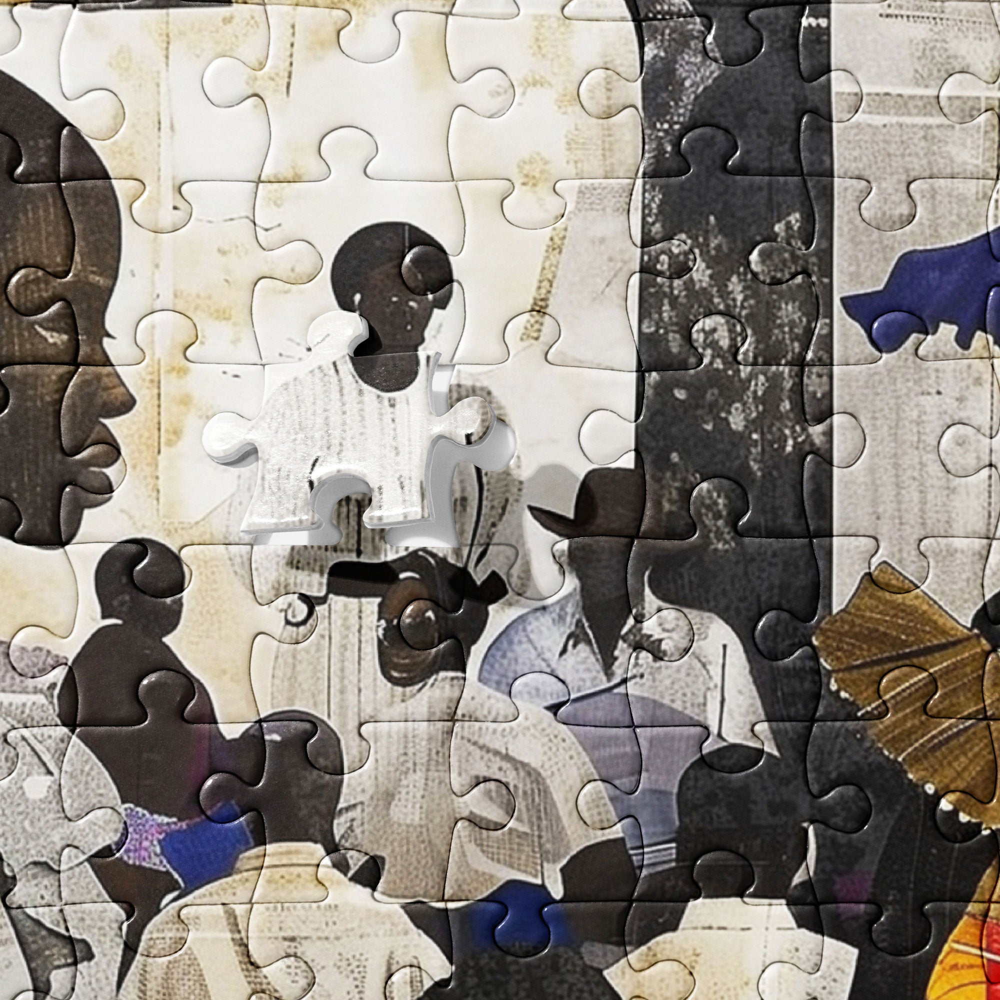 Picnic in the Park Jigsaw Puzzle featuring African American women and children enjoying an outdoor family picnic, illustrated in a colorful Afrocentric style.