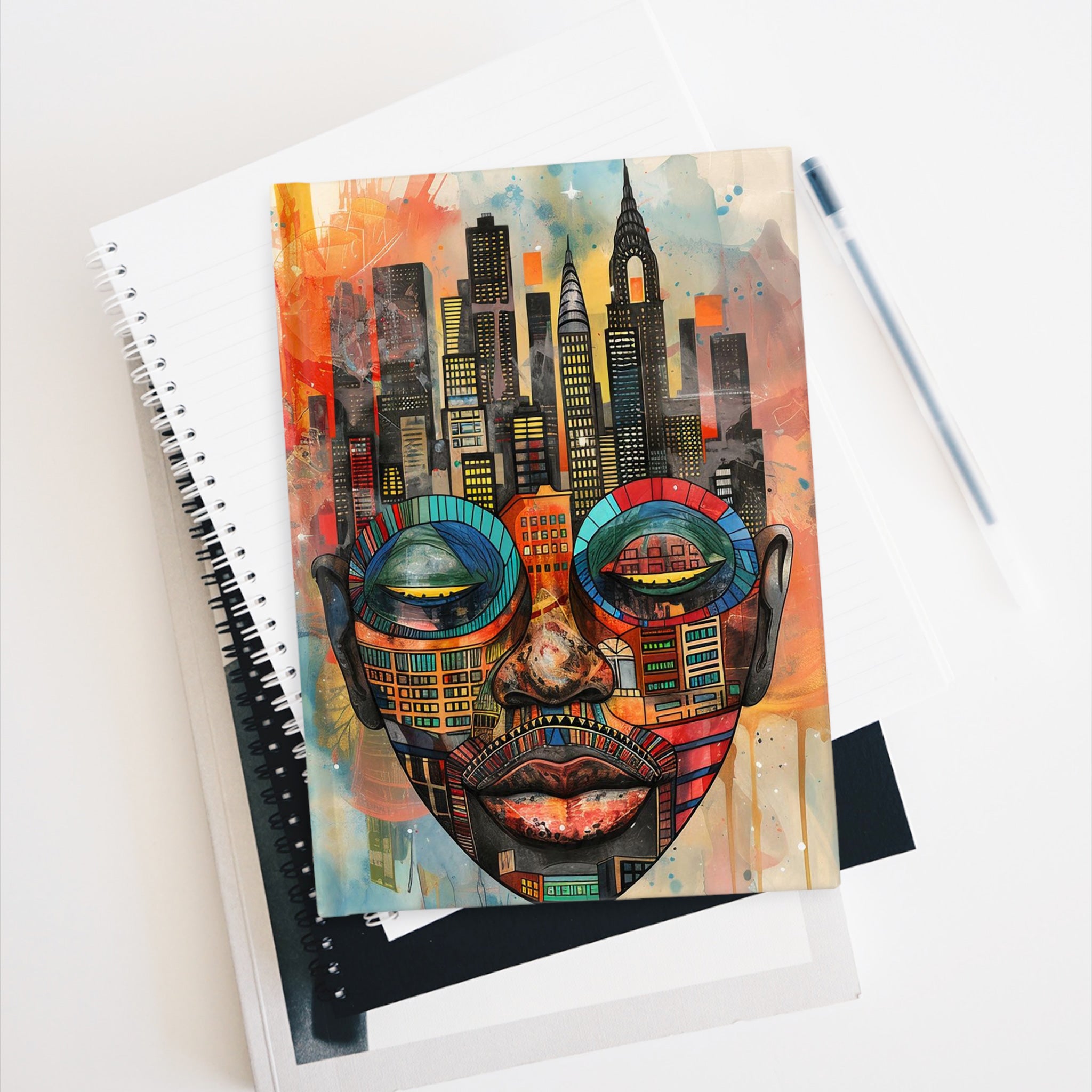 Step into a world where the bustling streets of New York City meet the heart of Africa. Presenting the New York City Abstract African Mask Journal.