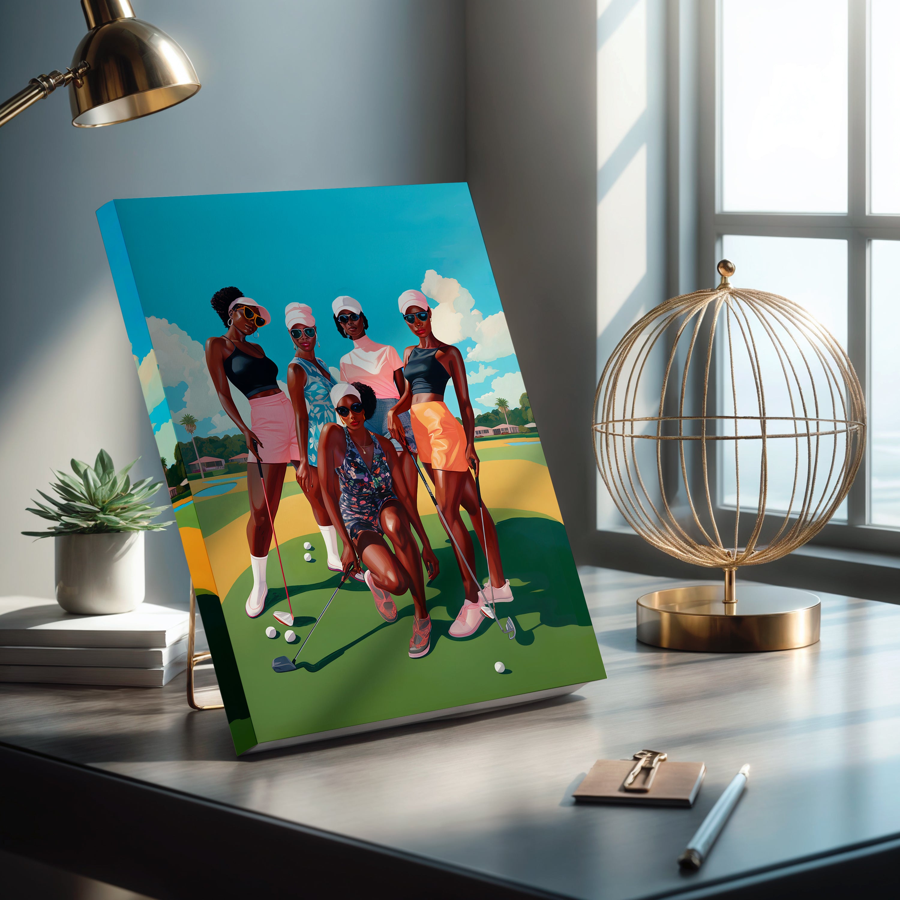 Black Woman Golf Journal designed for African American female golfers to track daily scores, progress and setting goals. A stylish and practical gift for golf lovers featuring beautiful Black woman artwork.