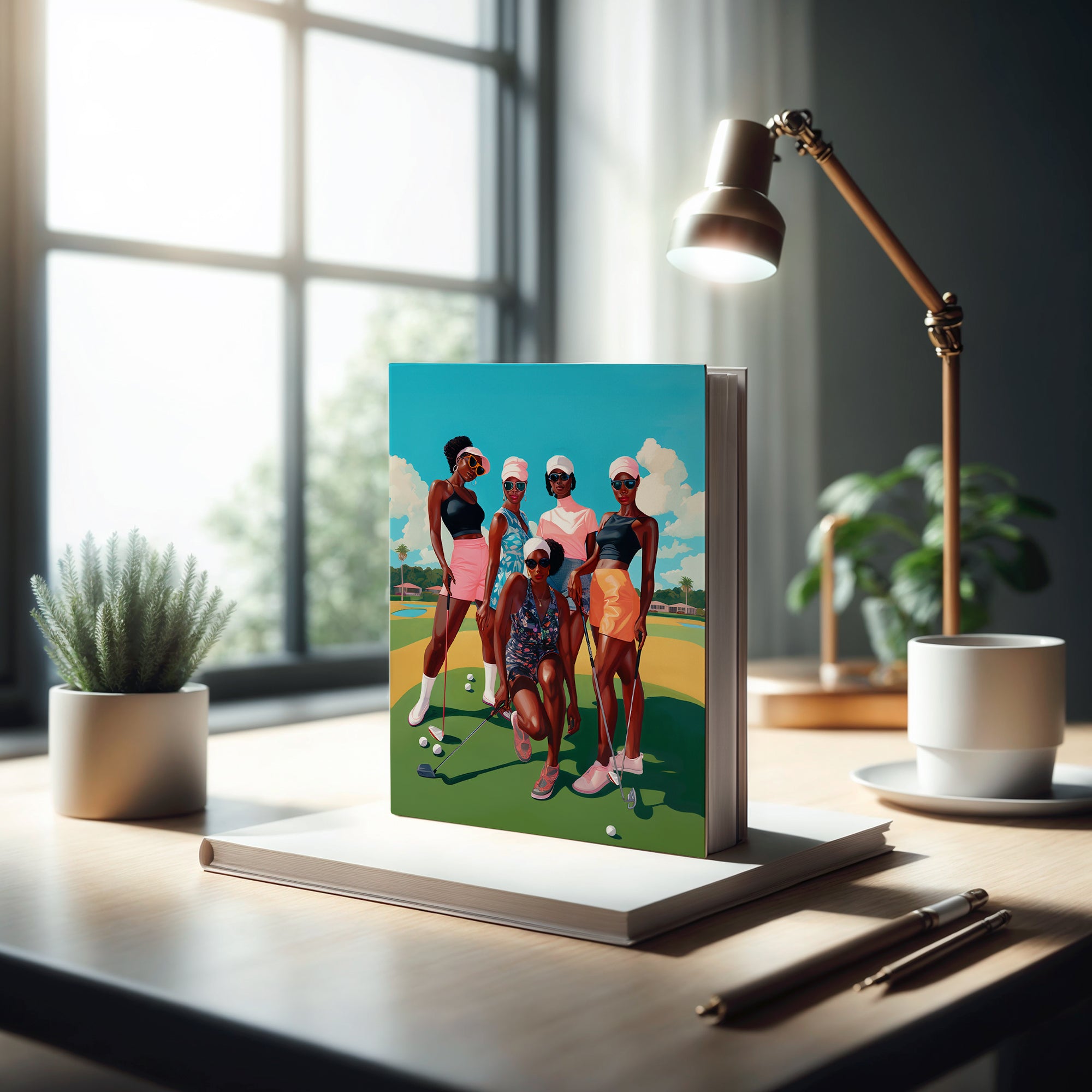 Black Woman Golf Journal designed for African American female golfers to track daily scores, progress and setting goals. A stylish and practical gift for golf lovers featuring beautiful Black woman artwork.