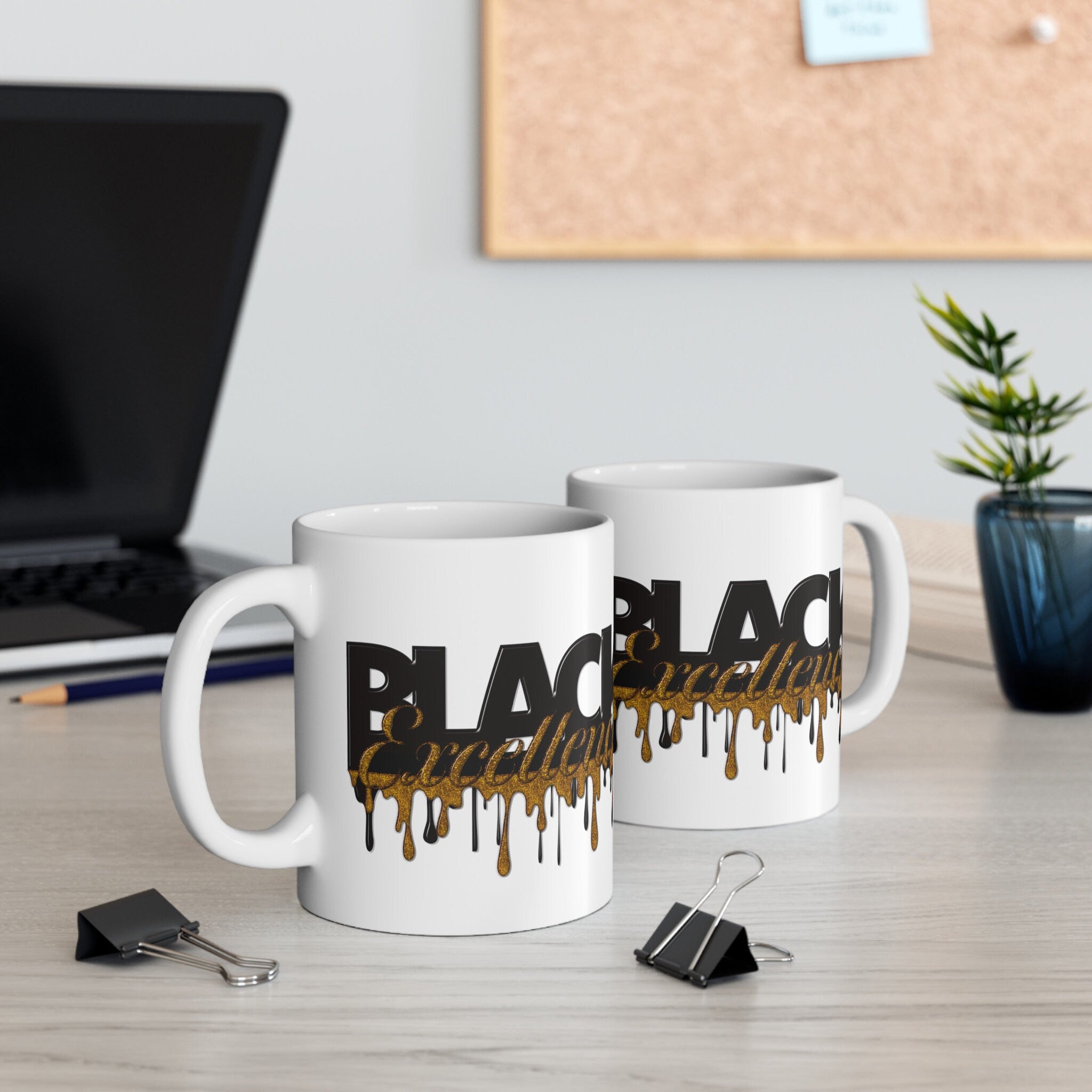 Left and right views of Black Excellence Coffee Mug.