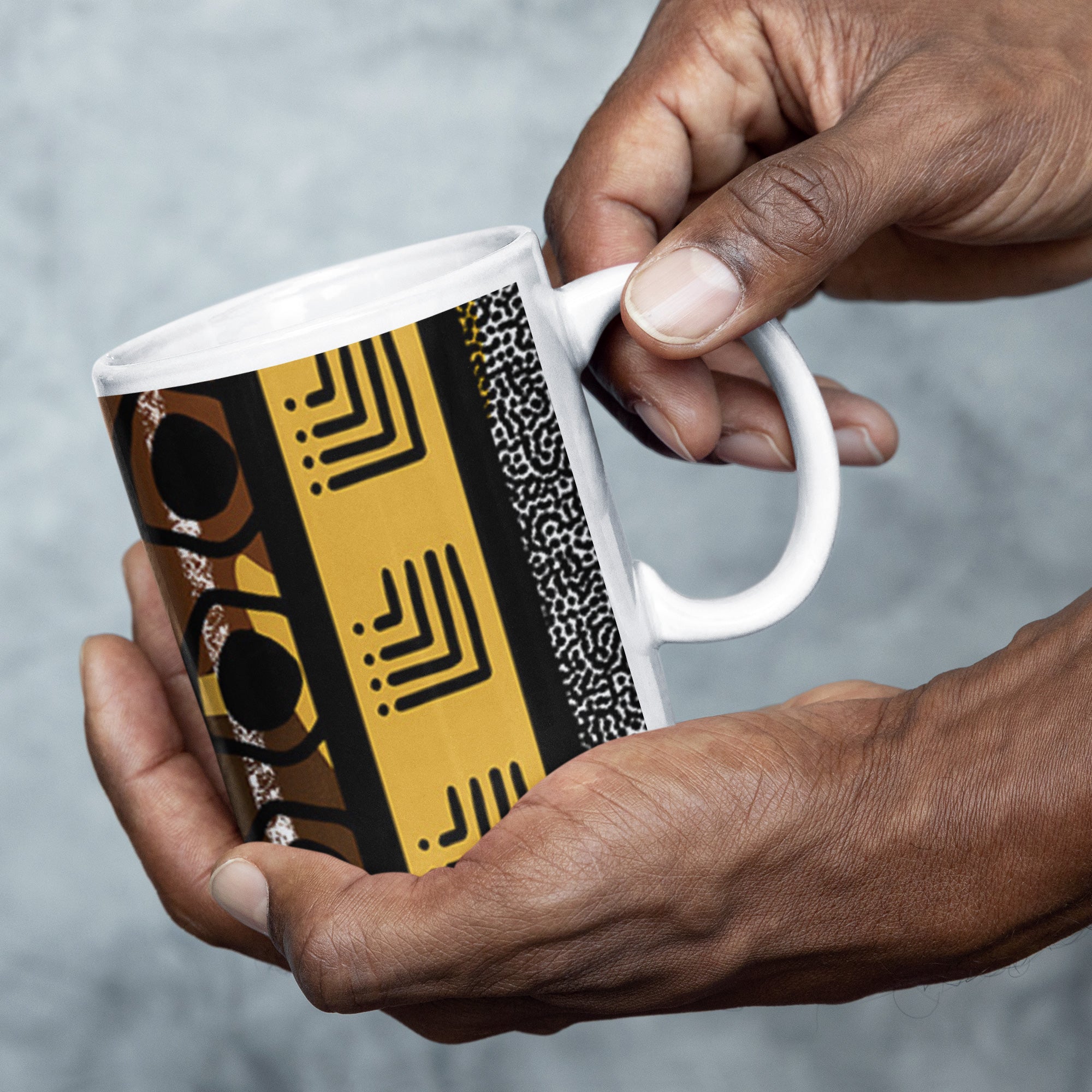 African Mud Cloth Pattern Coffee Mug - Style 03