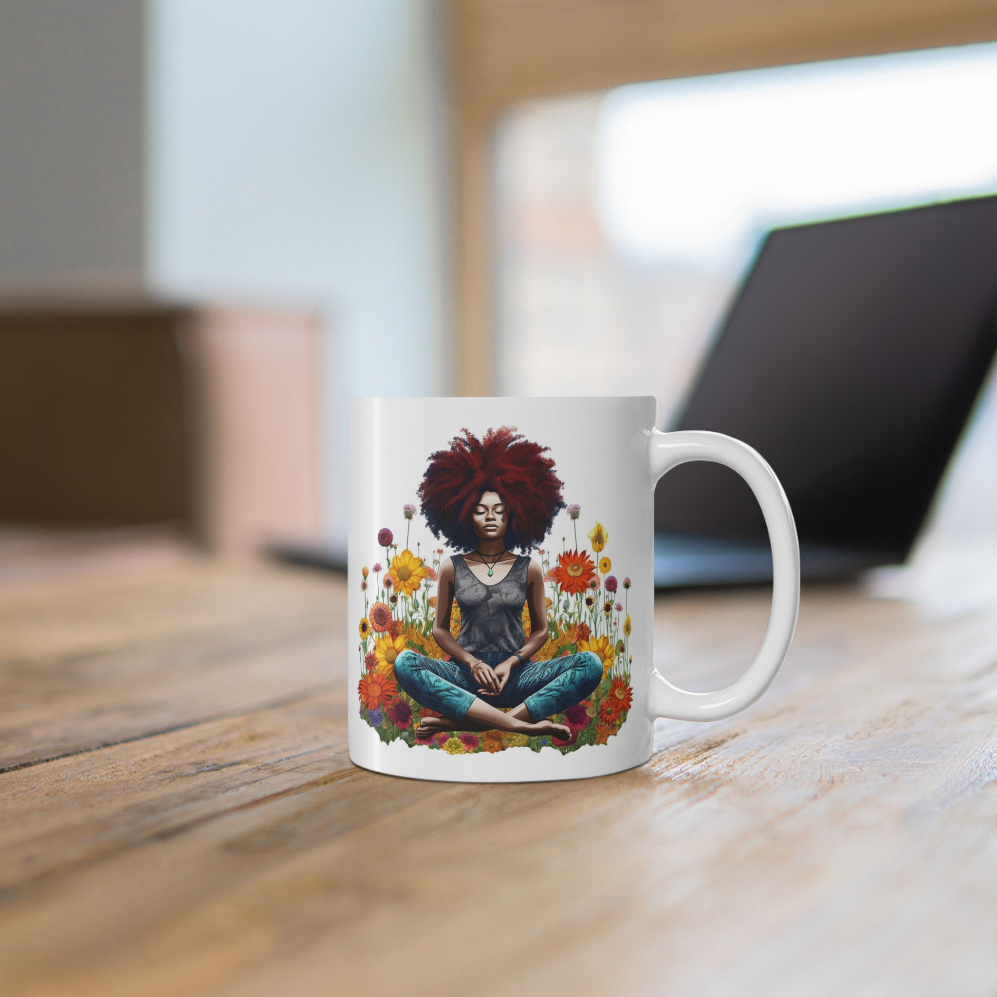 Black Woman Yoga Coffee Mug.