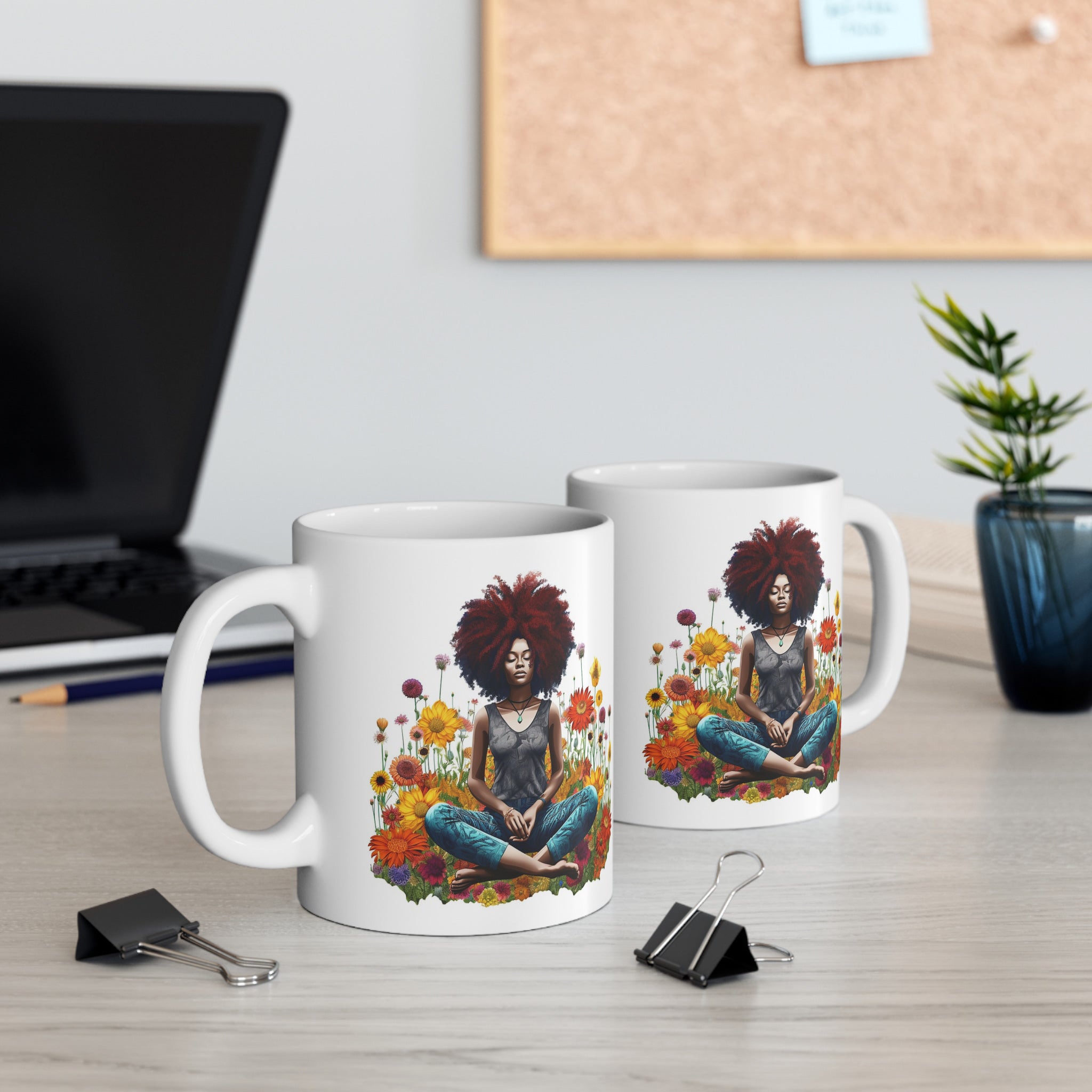 Black Woman Yoga Coffee Mug.