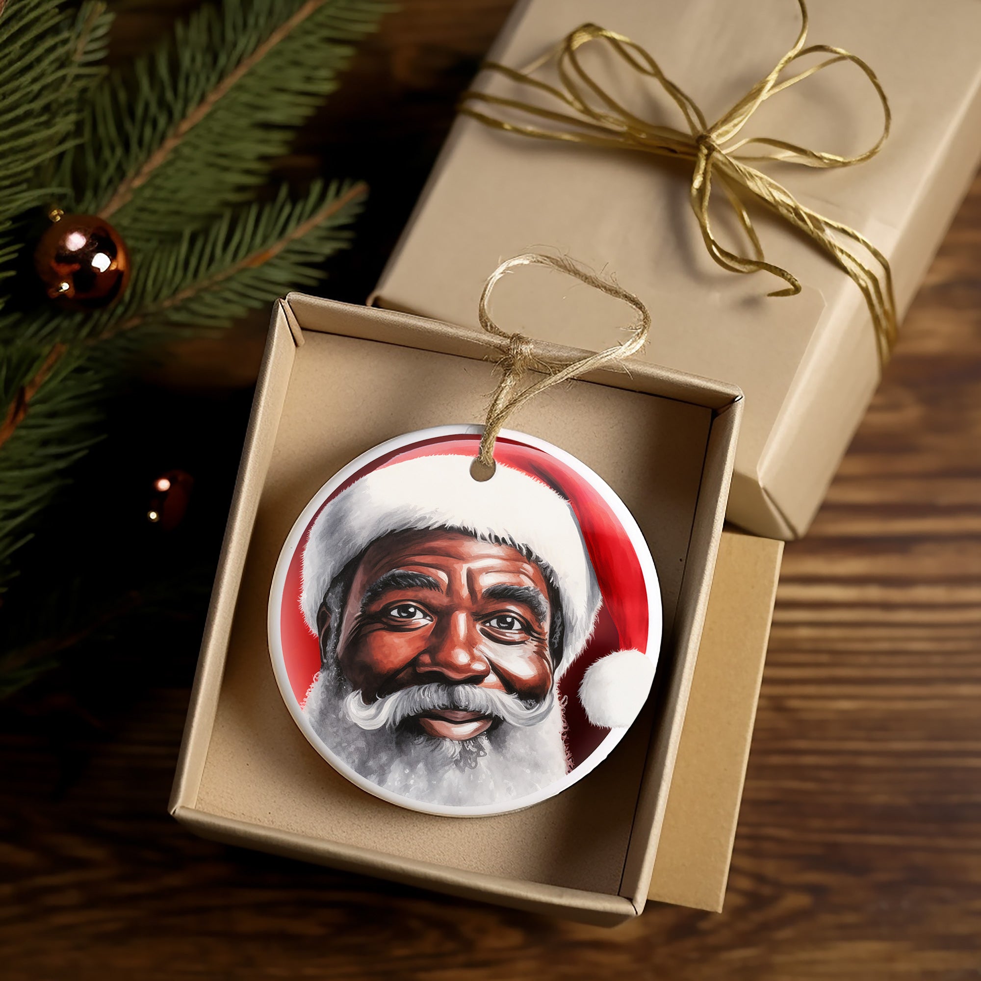 African American Santa Claus Christmas Tree Ornament