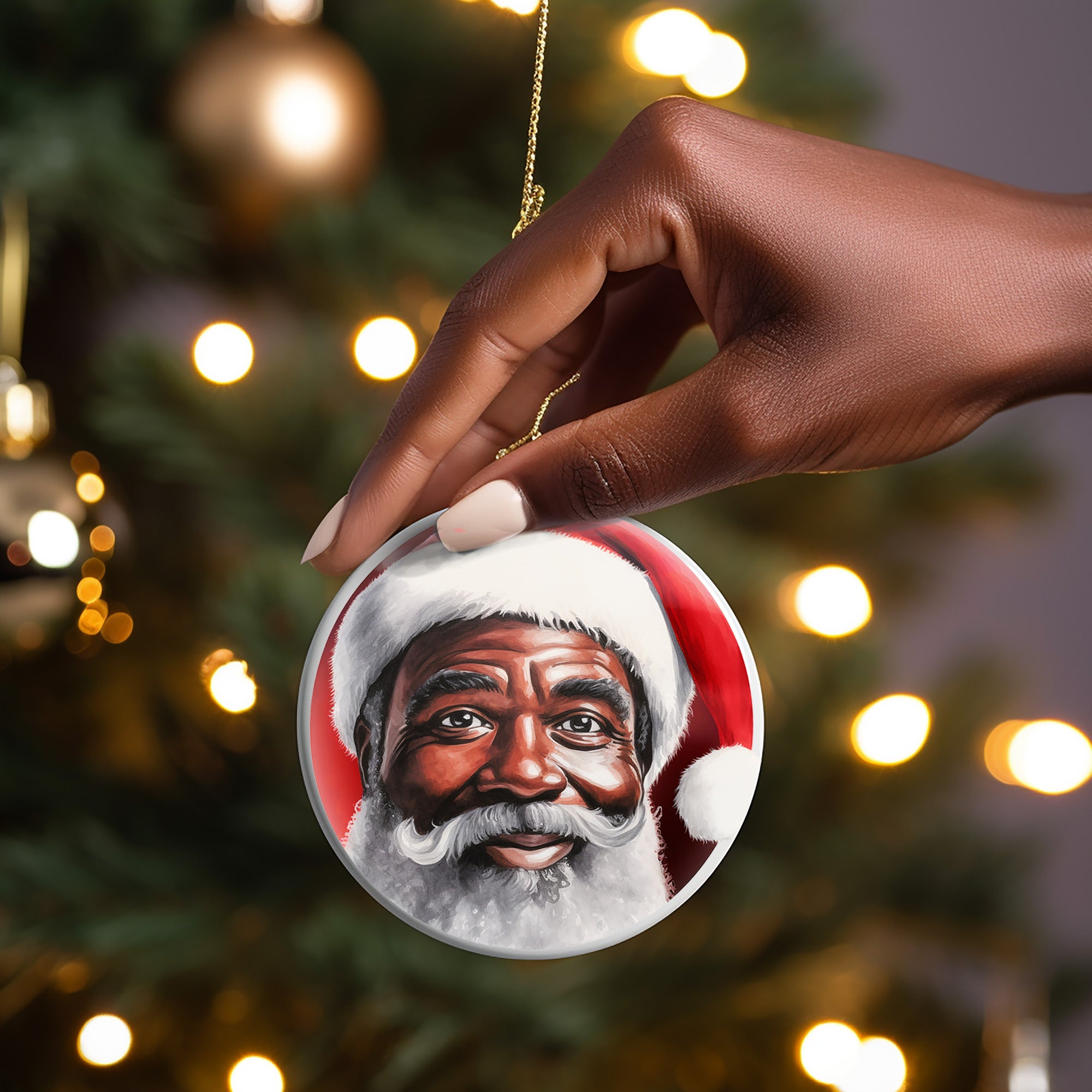 African American Santa Claus Christmas Tree Ornament