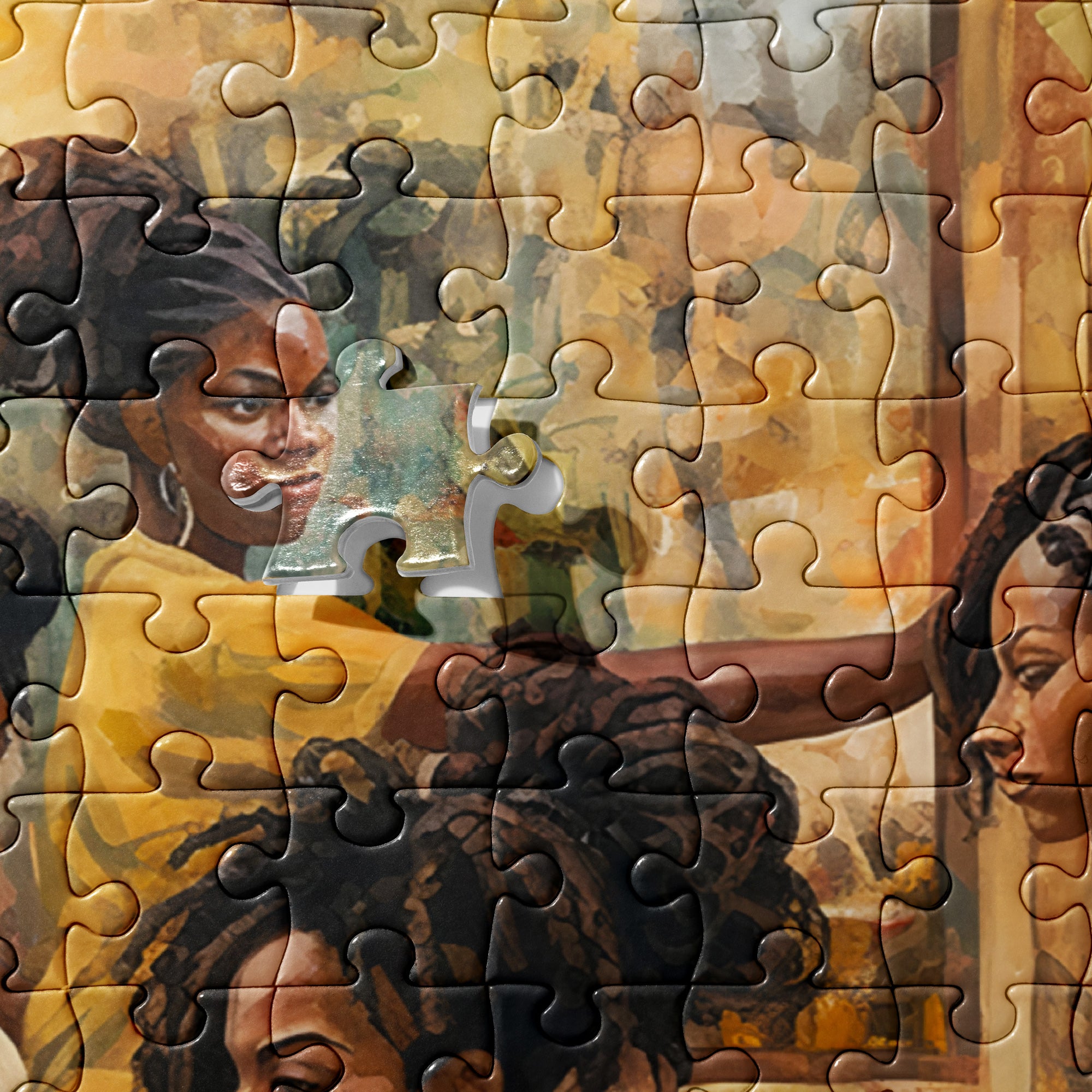 Step inside the vibrant world of the Black beauty shop with this stunning jigsaw puzzle, showcasing its lively atmosphere, rich traditions, and moments of connection. A celebration of pride, style, and heritage in every piece.