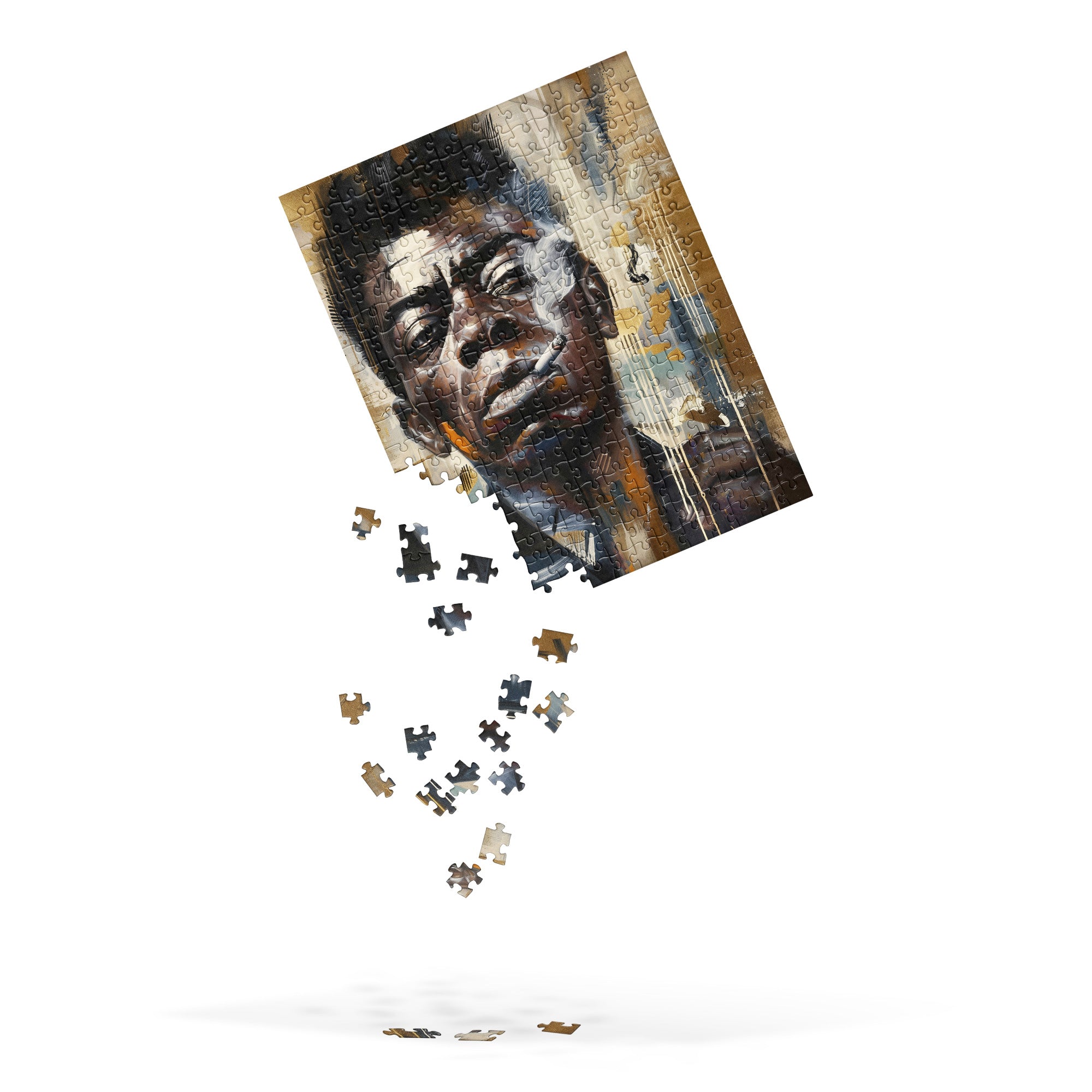 James Baldwin Jigsaw Puzzle featuring Afrocentric art of the iconic Black author and civil rights activist, with bold colors and expressive portrait design.