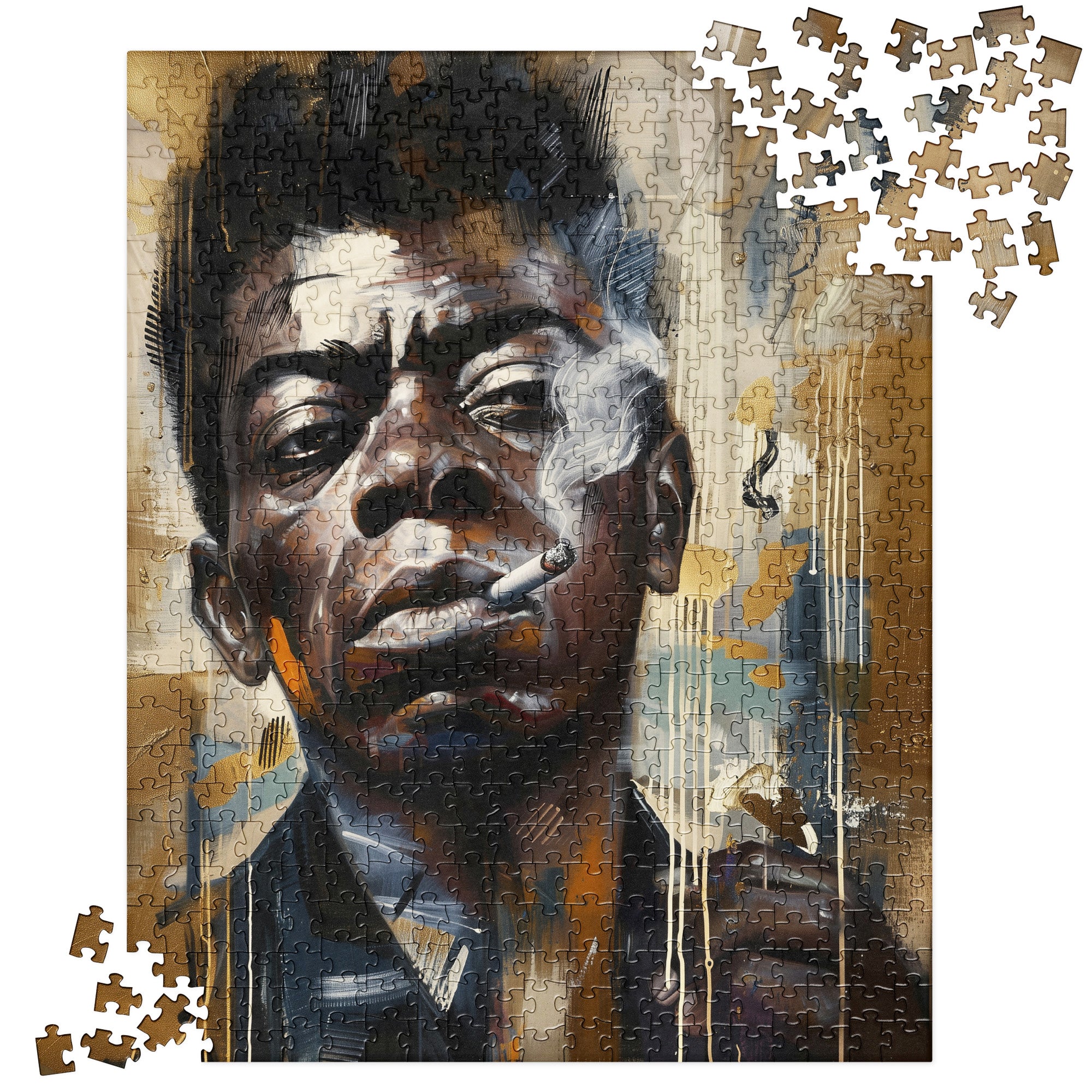 James Baldwin Jigsaw Puzzle featuring Afrocentric art of the iconic Black author and civil rights activist, with bold colors and expressive portrait design.