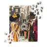 Harlem Renaissance jigsaw puzzle featuring elegantly dressed African American couples in vintage attire, set against the dazzling New York cityscape. A celebration of Black excellence, culture, and artistic brilliance from the Harlem Renaissance era.