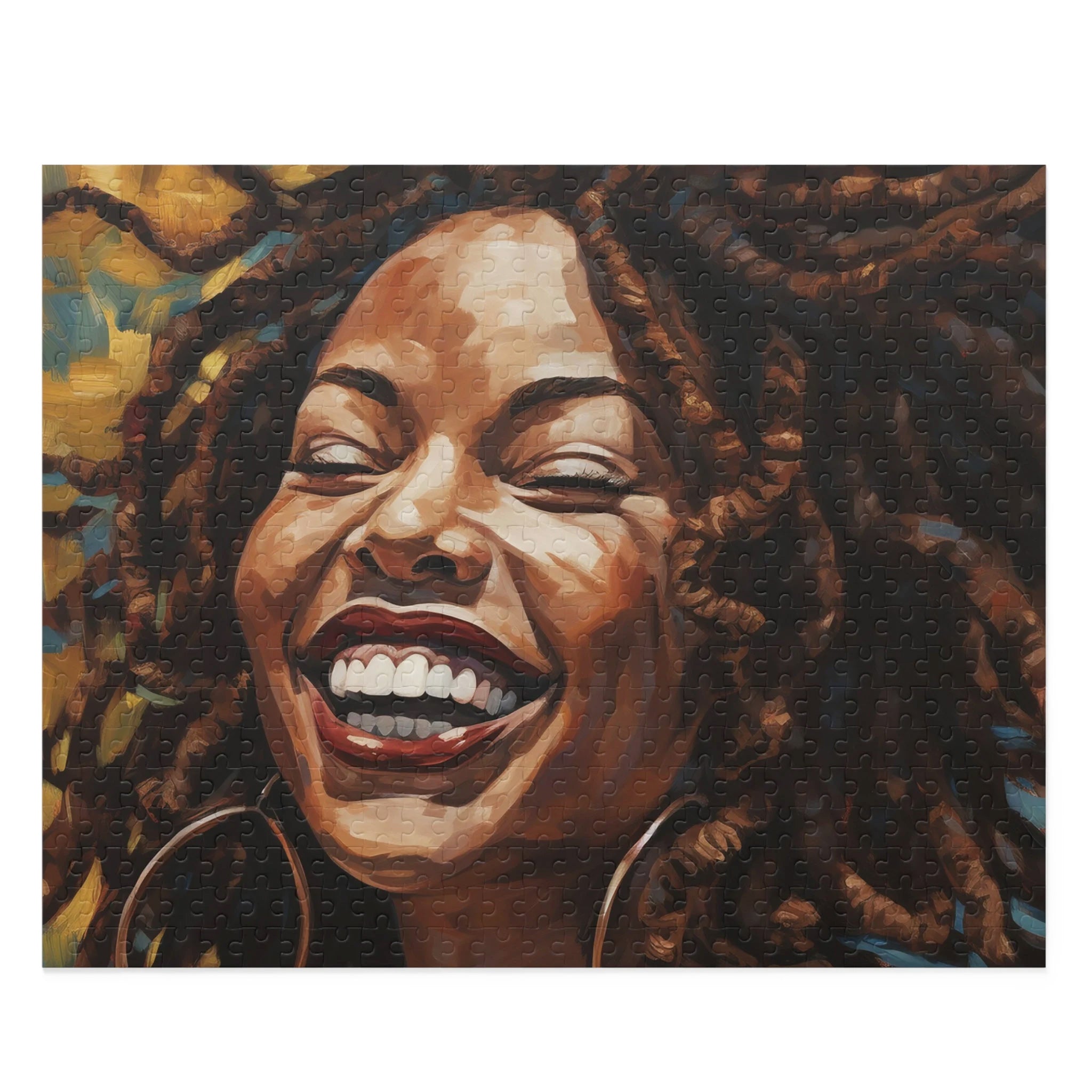 Afro Locs Girl Jigsaw Puzzle in 16x20 size - finished view..