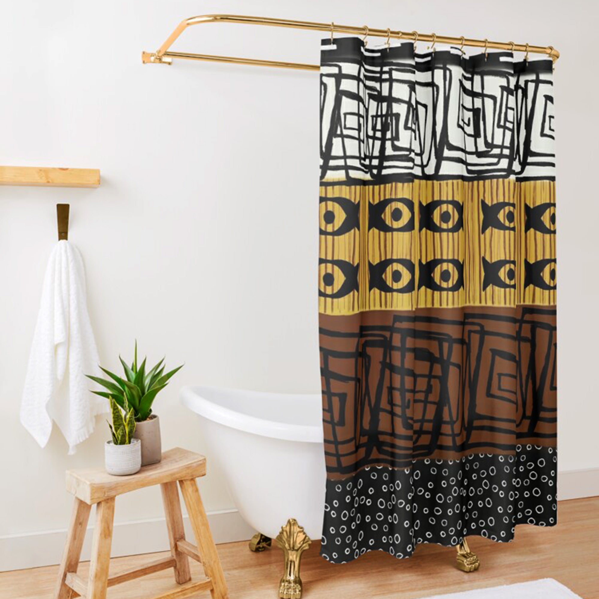 African Mud Cloth Bathroom Shower Curtain