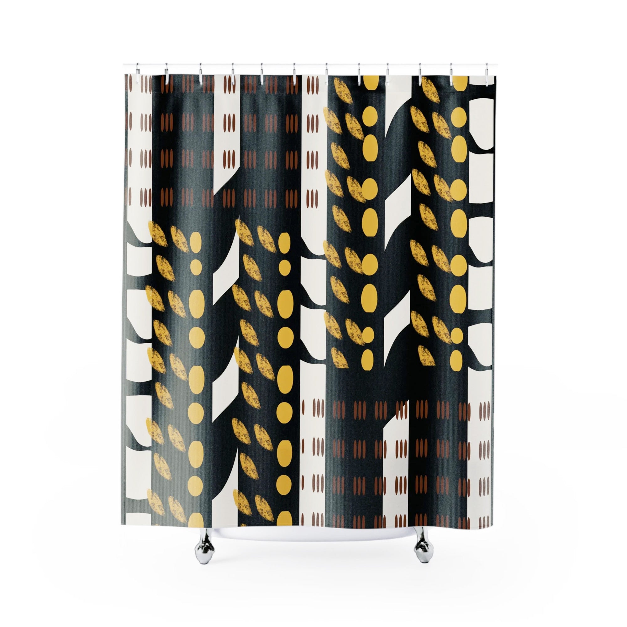 African Mud Cloth Bathroom Shower Curtain - Style 02.