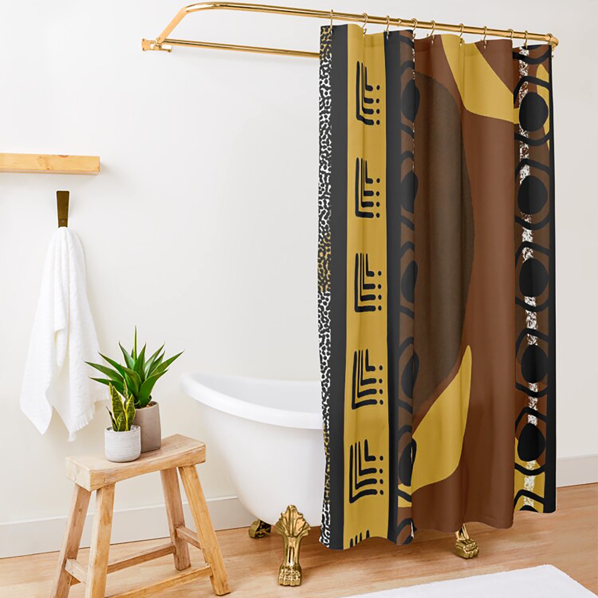 Bathroom Shower Curtain African Mud Cloth Pattern - Style 03