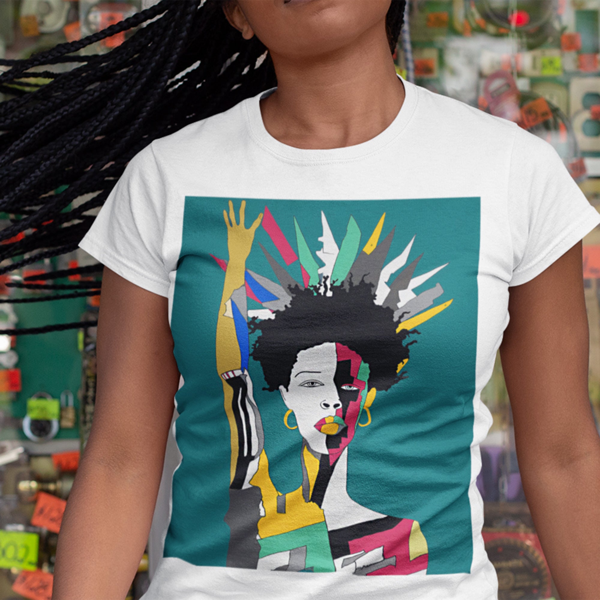 Lady Liberty Art Tee in white - Style 20