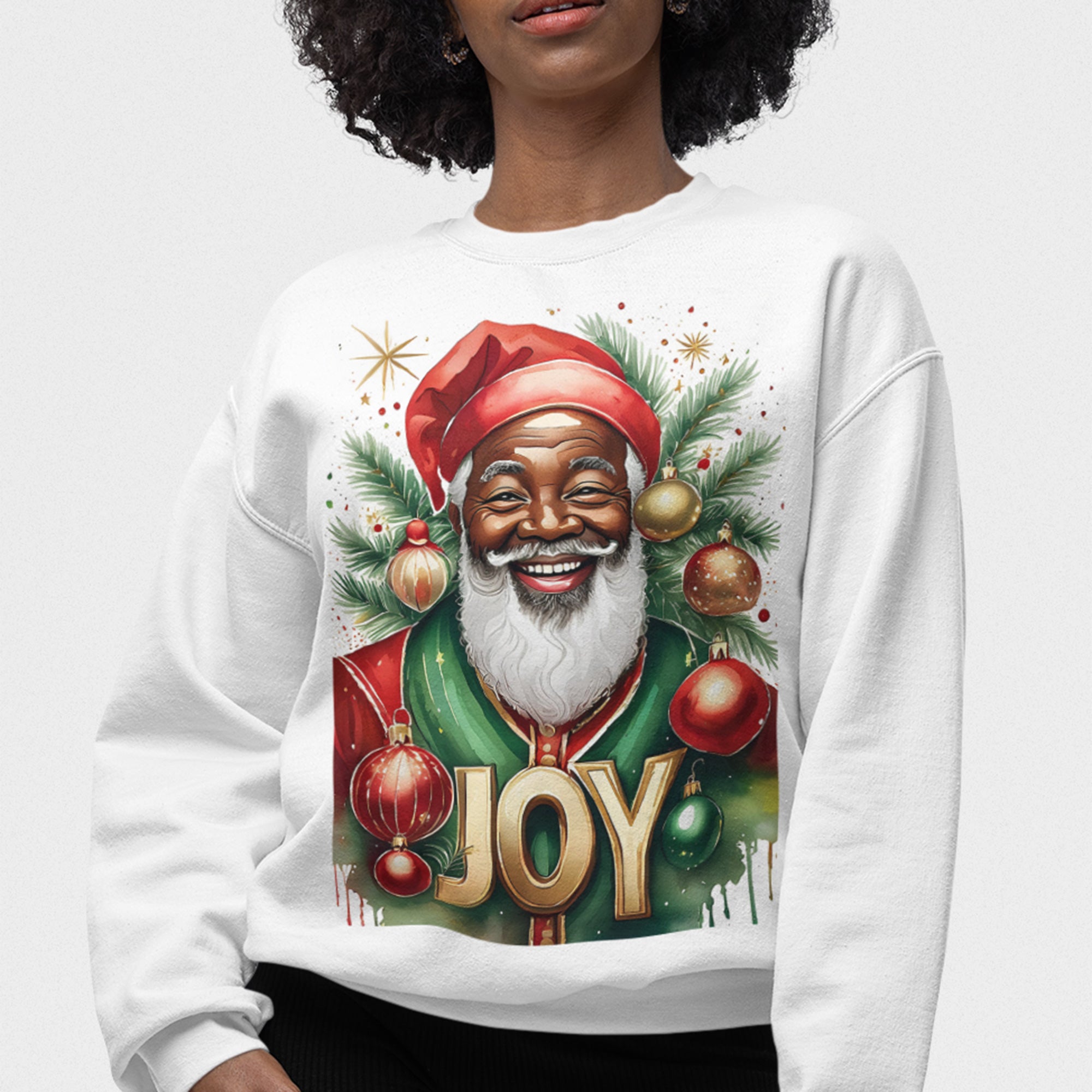 Black Santa Christmas Sweatshirt Joy Holiday Sweatshirt