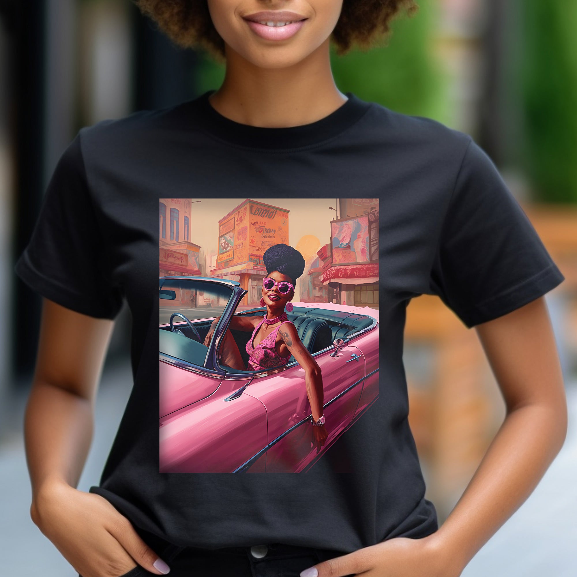 African American Fashionista Tee Classic 50s Fashion in black