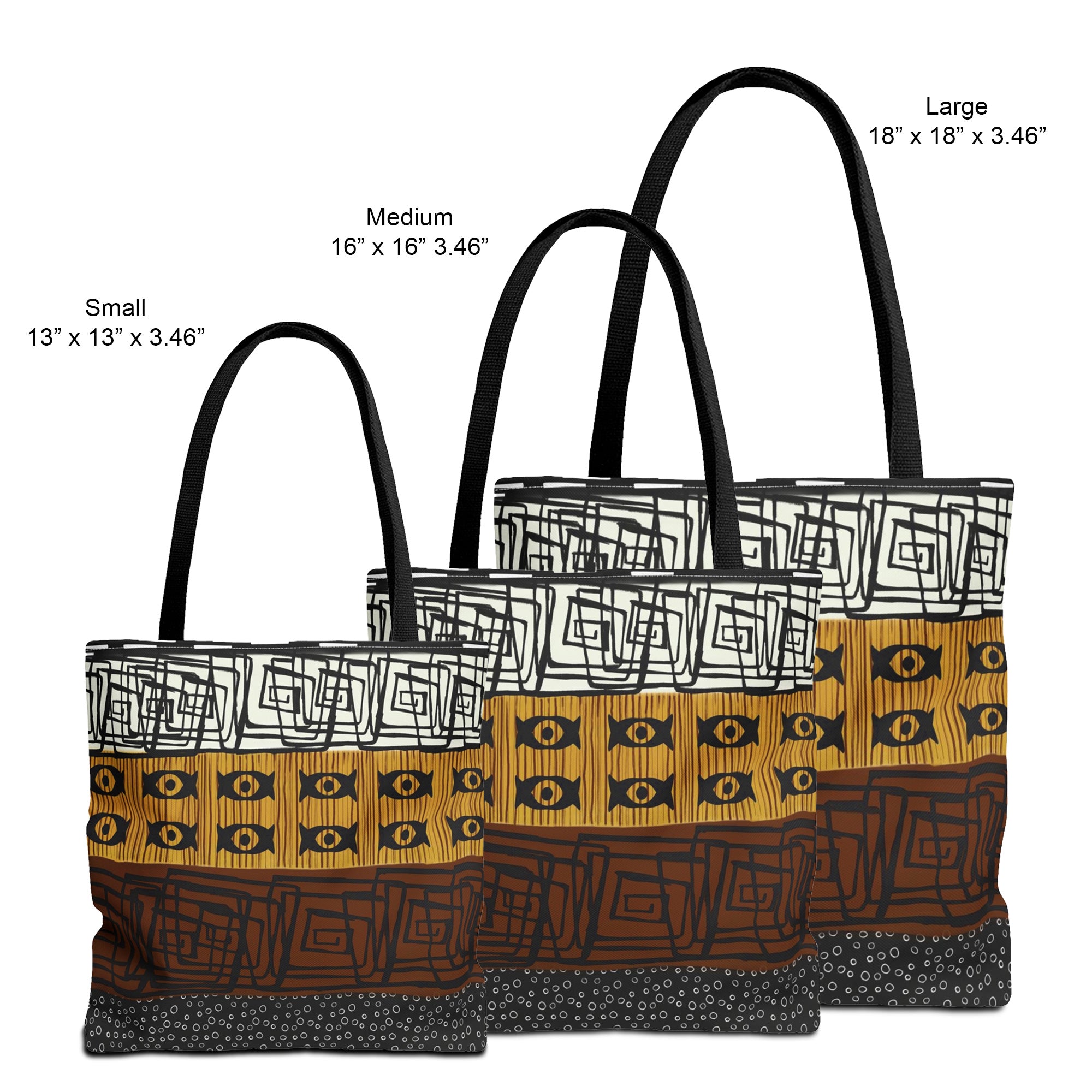 African Print Tote Bag - 3 sizes view.