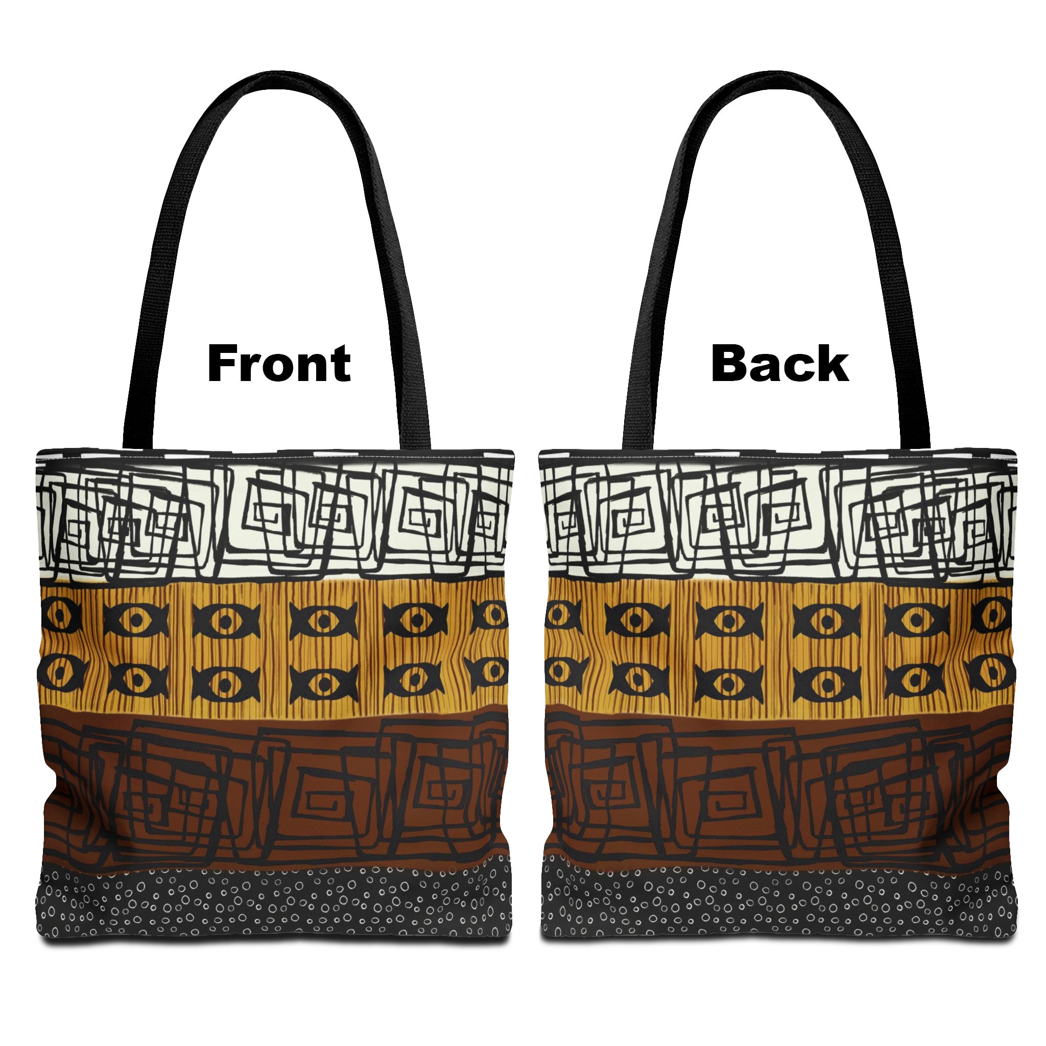 African Print Tote Bag front and back  view