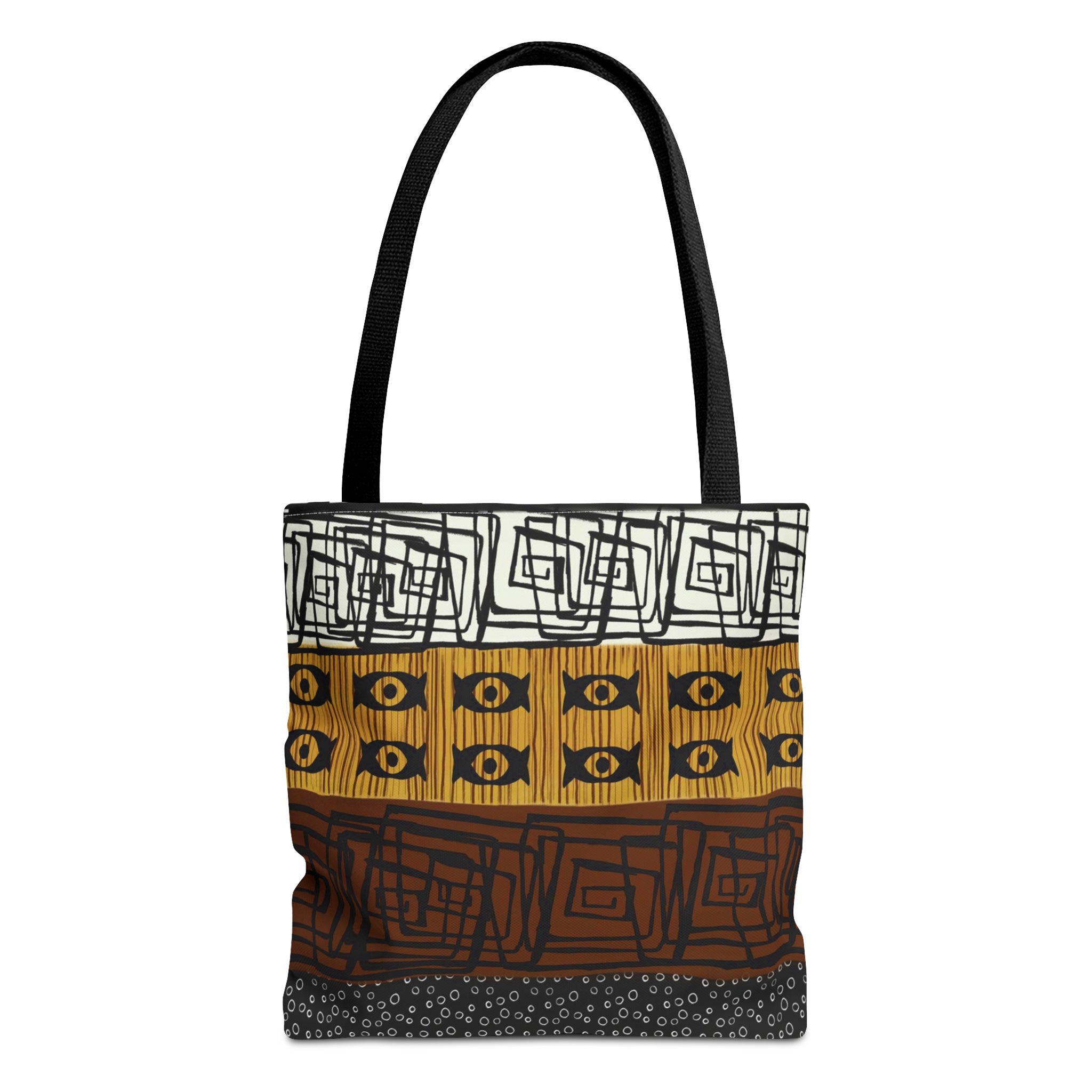 African Mud Cloth Print Tote Bag featuring an abstract African-inspired pattern. A stylish and durable bag perfect for books, shopping, and everyday essentials, celebrating Black culture and traditional African art.