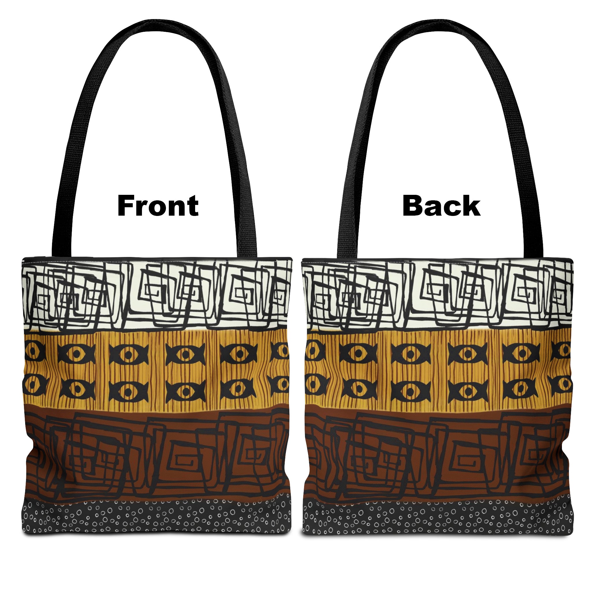 African Mud Cloth Print Tote Bag featuring an abstract African-inspired pattern. A stylish and durable bag perfect for books, shopping, and everyday essentials, celebrating Black culture and traditional African art.