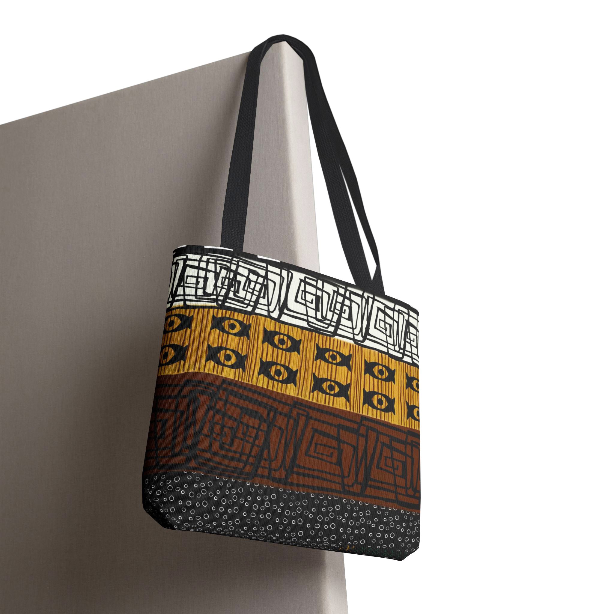 African Mud Cloth Print Tote Bag featuring an abstract African-inspired pattern. A stylish and durable bag perfect for books, shopping, and everyday essentials, celebrating Black culture and traditional African art.