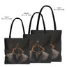 Black Ballet Dancer Tote Bag featuring a brown skin girl in a white tutu captured in a graceful ballet pose, Afrocentric ballet gift tote.
