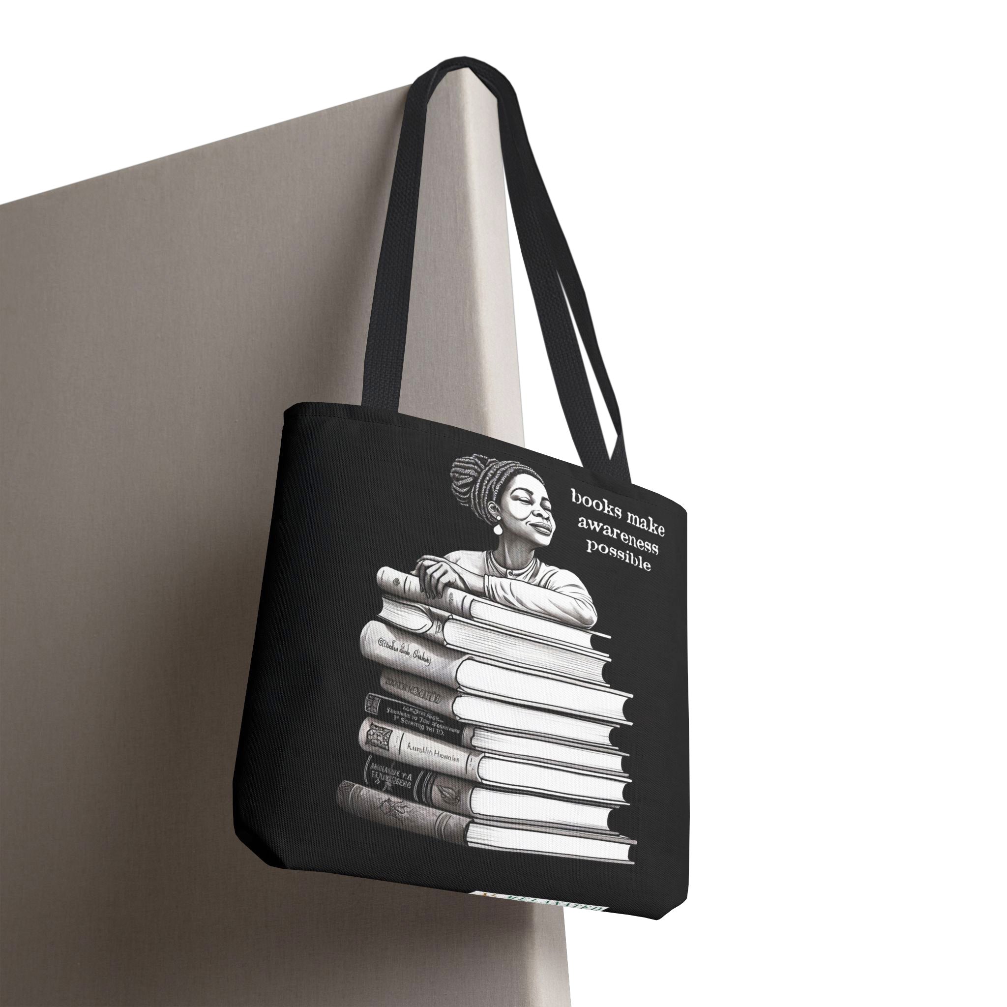 Lover of Books Tote Bag featuring a stylish design for African American readers, teachers, educators, and librarians. A perfect book club, library, and teacher appreciation gift for book lovers. 