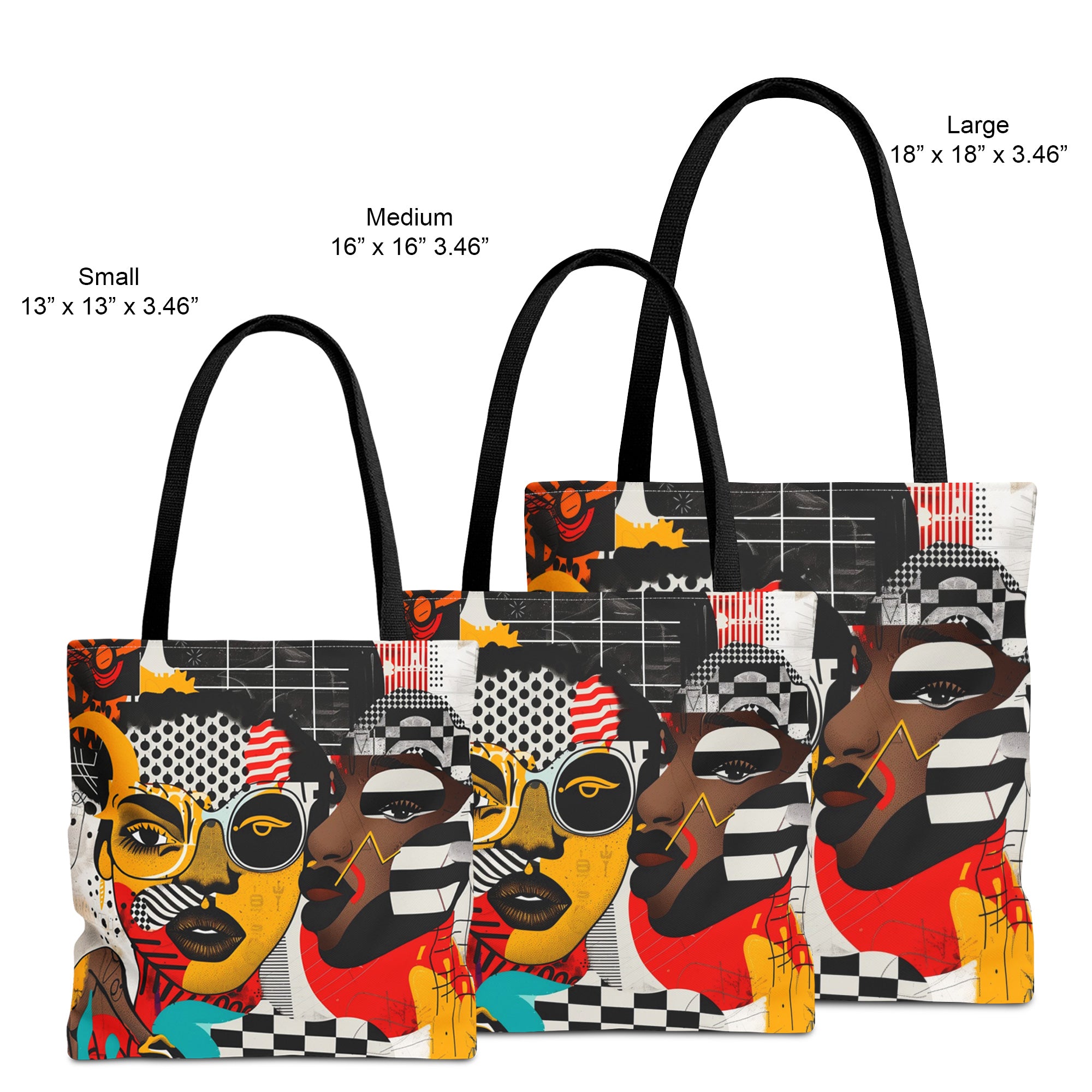 Soul Sisters abstract shower curtain featuring a modern pop art collage of two Black women celebrating sisterhood, Afrocentric style, and bold contemporary bathroom décor.