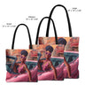 Glamorous Retro 50s Black Woman Tote Bag featuring an African American woman in a chic pink convertible. A stylish and vintage-inspired accessory perfect for fashion lovers and retro enthusiasts.