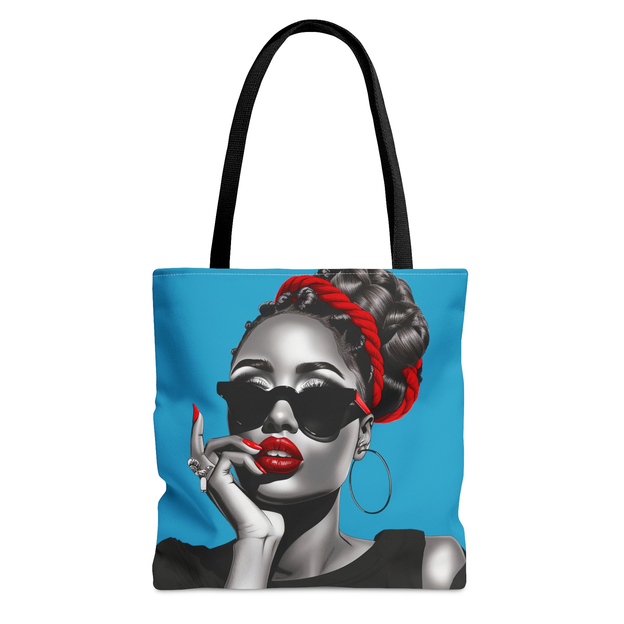 Front view of Black Fashionista Tote Bag.