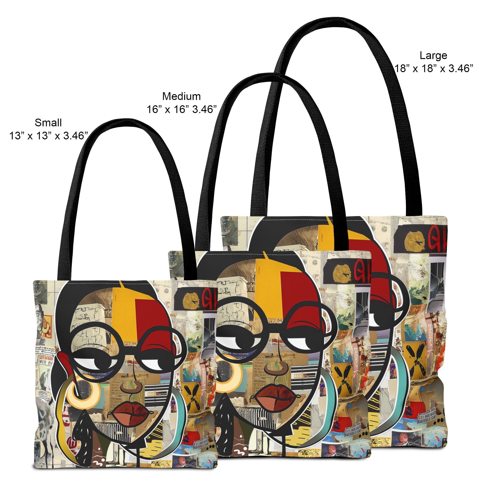 Tote bag featuring a cartoon-style illustration of a confident Black girl named Latisha in a vibrant graffiti art style. Designed as a stylish and durable carry-all for books, shopping, or everyday use. Celebrates African American culture, fashion, and empowerment.