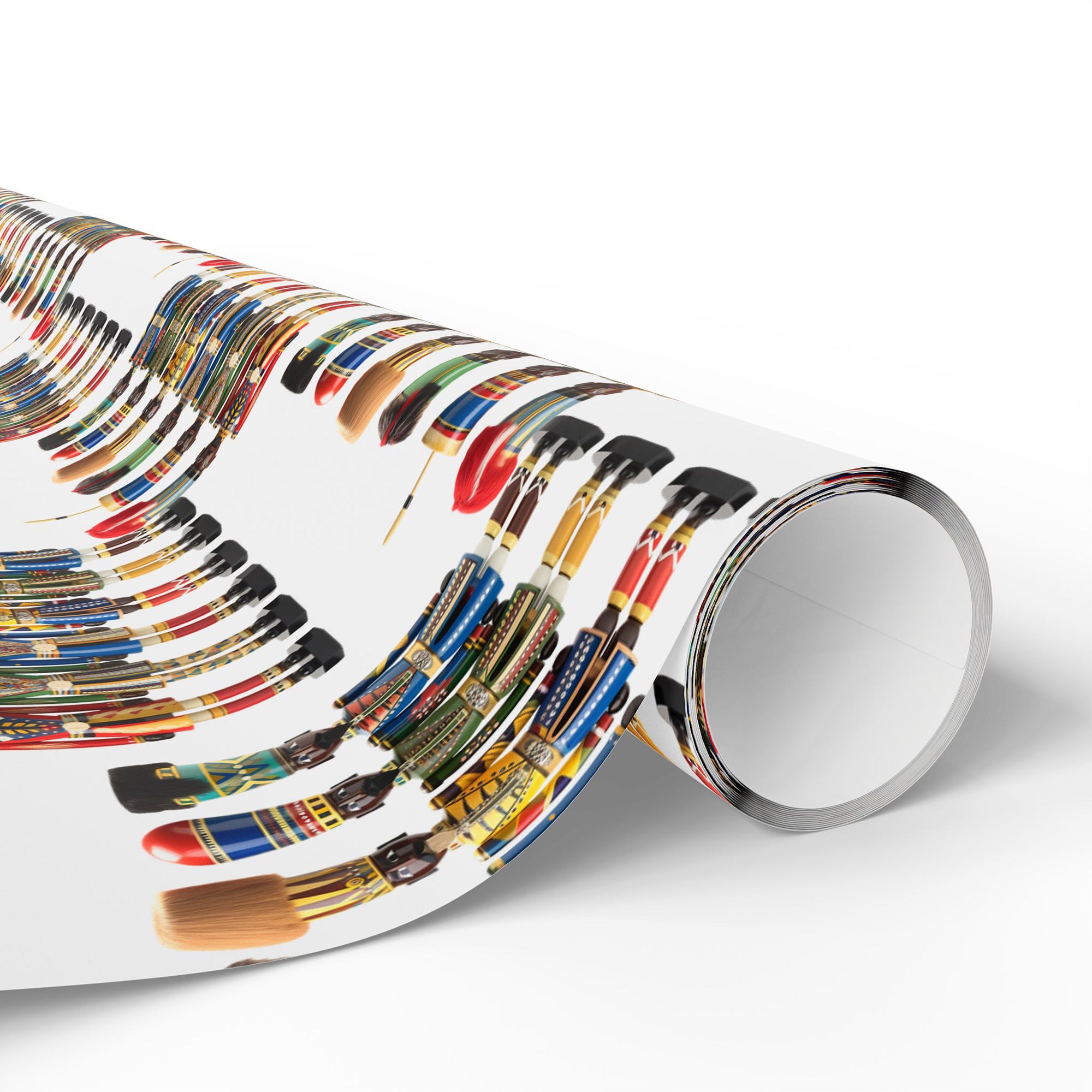 Black Christmas Nutcracker Soldiers Wrapping Paper featuring African American nutcracker designs in red, green, and gold, perfect for Afrocentric holiday gifts and Christmas décor.